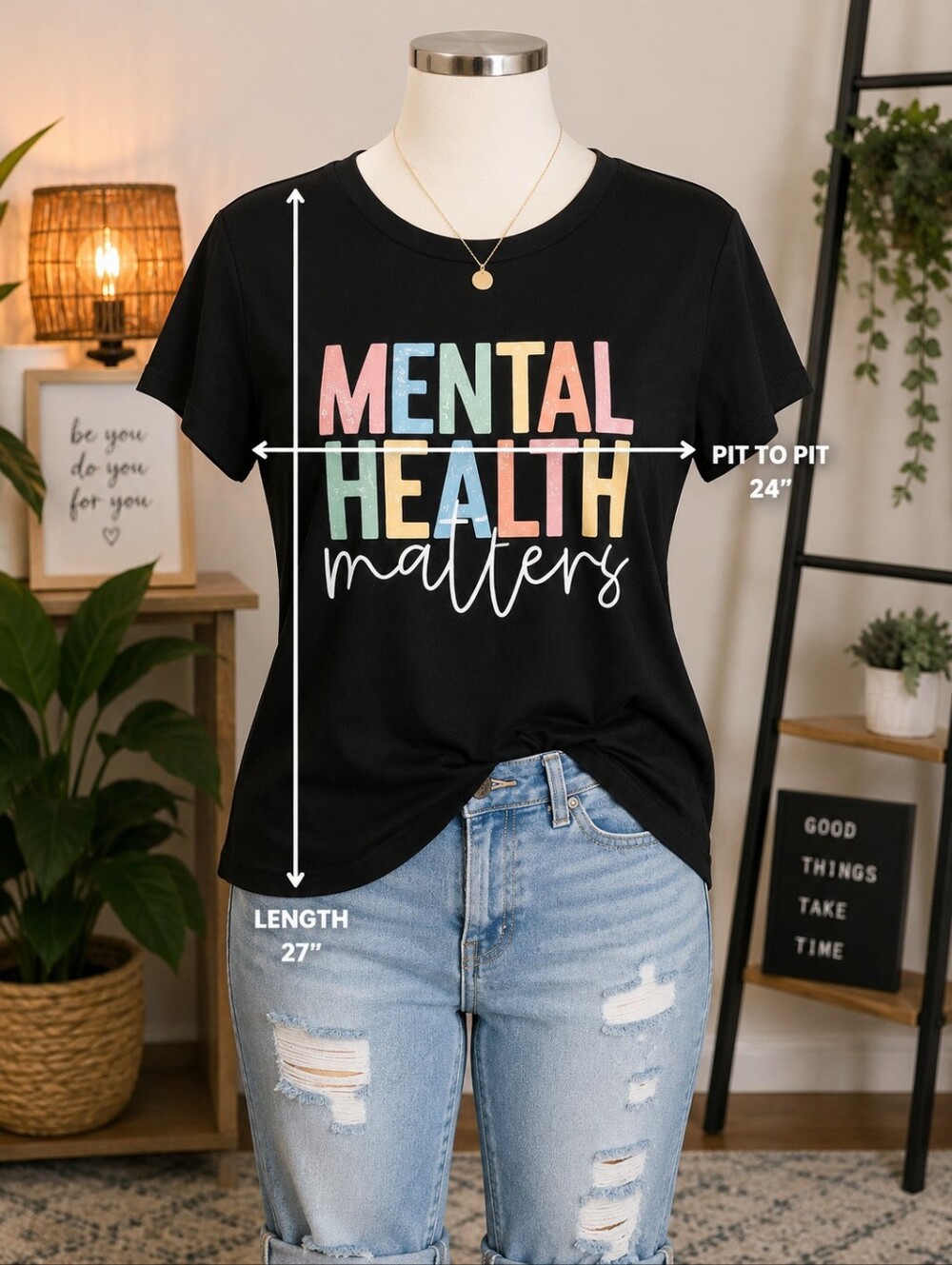 NEW 2XL Mental Health Matters Black Graphic T-Shirt Plus